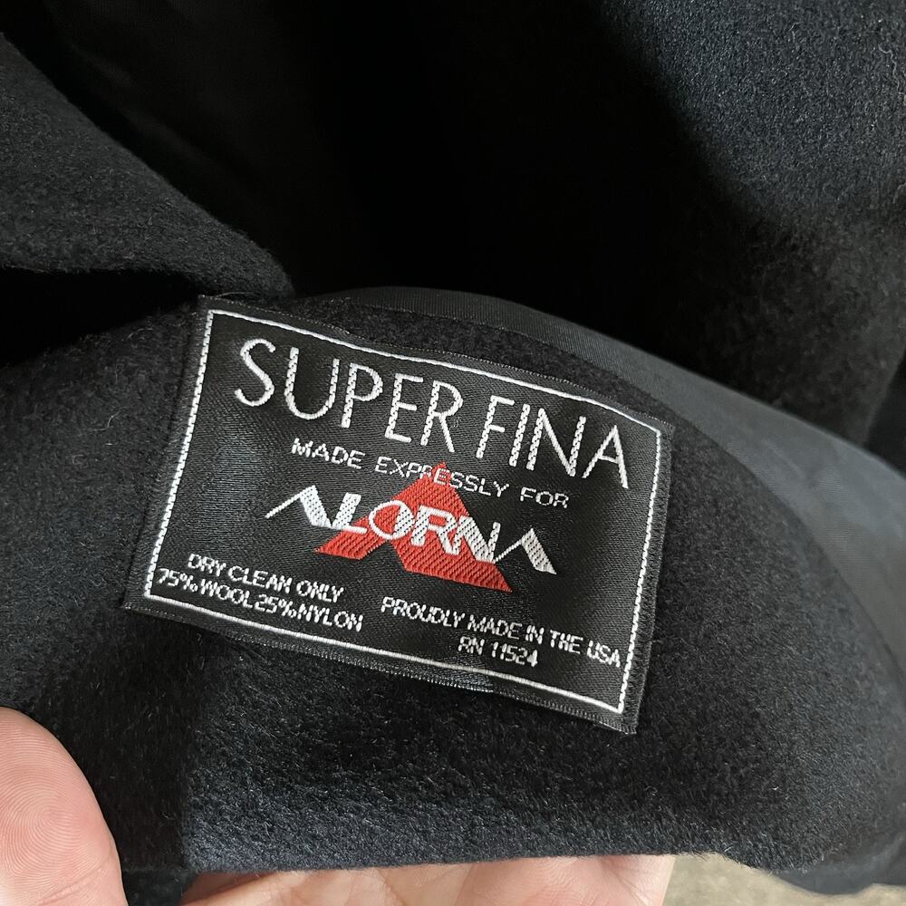 Alorna Wool Blend Double Breasted Longline Trench Coat VTG Black Velvet Collar - Picture 8 of 13